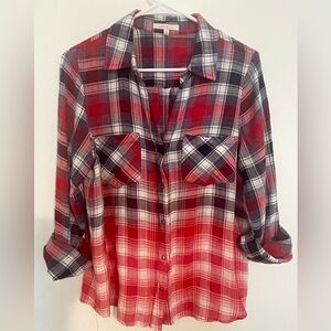 Women’s Medium -Skies Are Blue- Ombré button down blouse